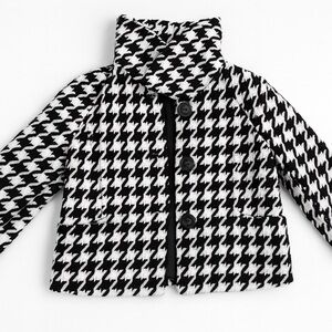 Charlotte Russe Houndstooth Cropped Peacoat Jacket Black White Women’s Size L